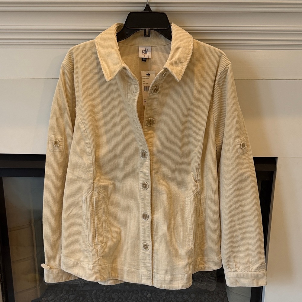 CAbi Corduroy Scout Jacket in Bone NWT Large